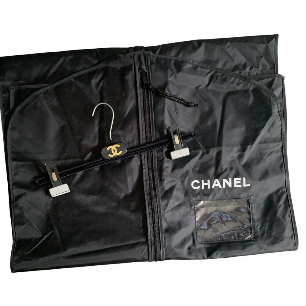 CHANEL Velvet Hanger & NEW Nylon Garment Cover BAG LOGO LOT